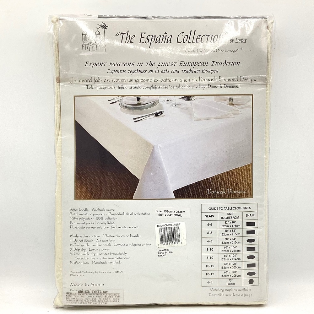 The Espana Collection Damask Tablecloth Oval 60"X84"  Spain